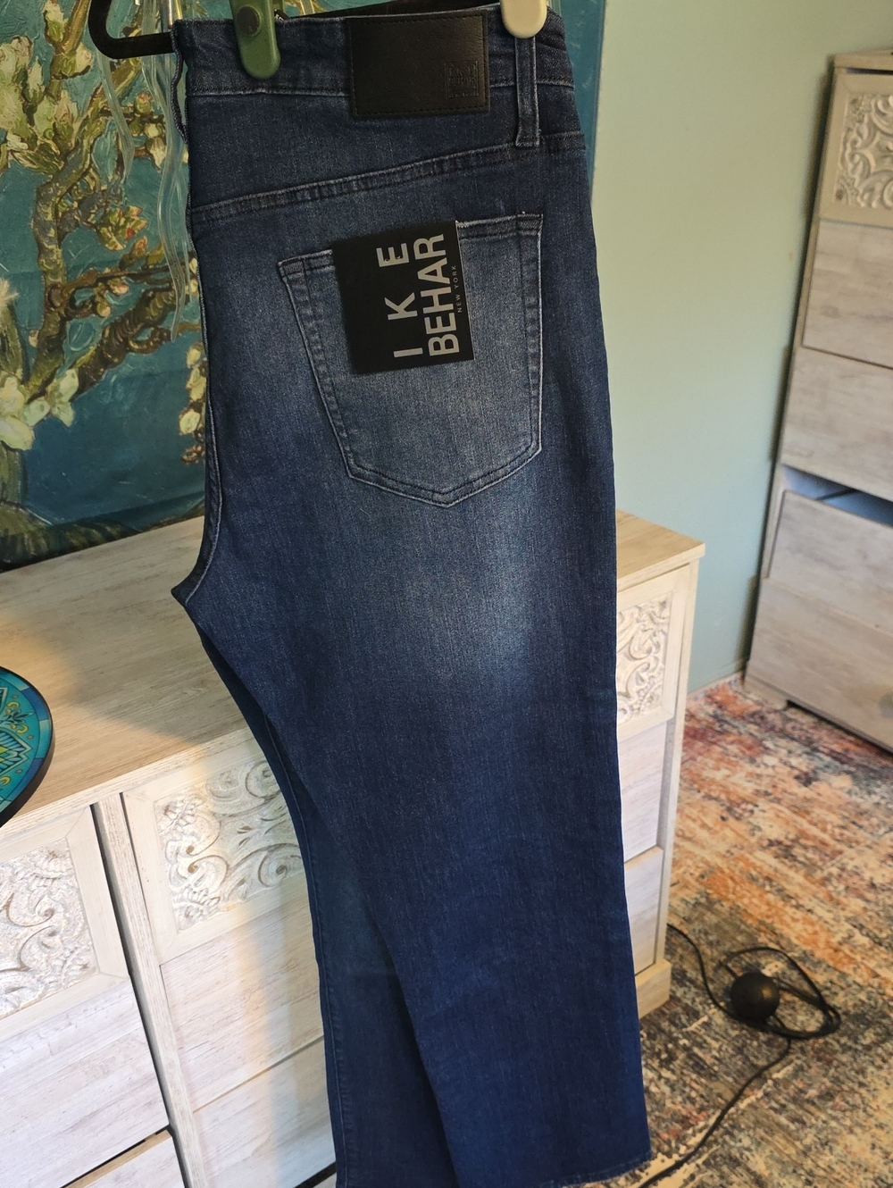 Ike Behar Men's Dark Blue Slim Straight Jeans